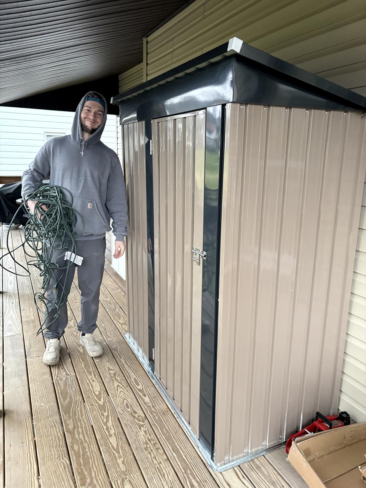 Greesum 5.8x3.3 FT Outdoor Storage Shed, Black customer photo 2
