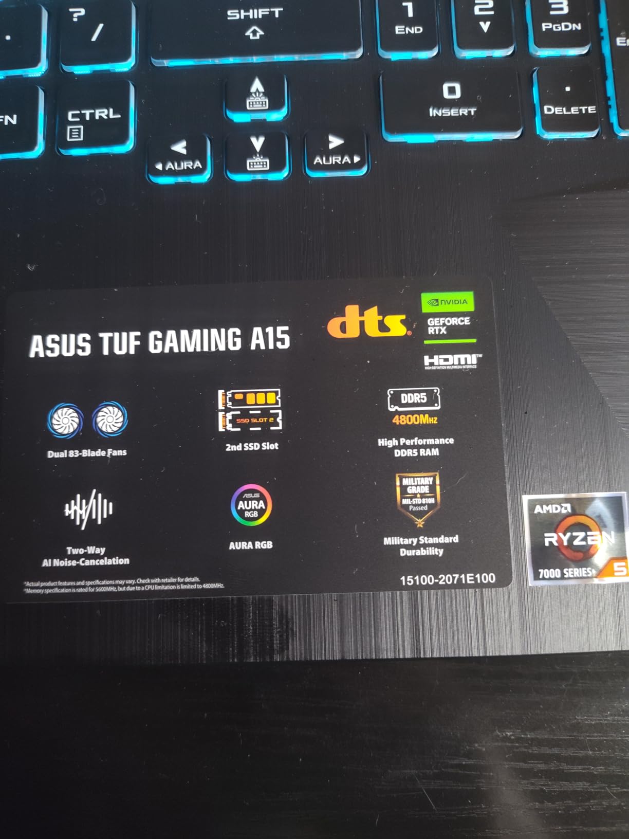 ASUS TUF Gaming A15 Gaming Laptop, 15.6” FHD 144Hz Display, NVIDIA® GeForce RTX™ 3050, AMD Ryzen™ 5 7535HS, 8GB DDR5, 512GB PCIe® Gen4 NVMe™ SSD, Wi-Fi 6, Windows 11, FA506NC-ES51 customer photo 2