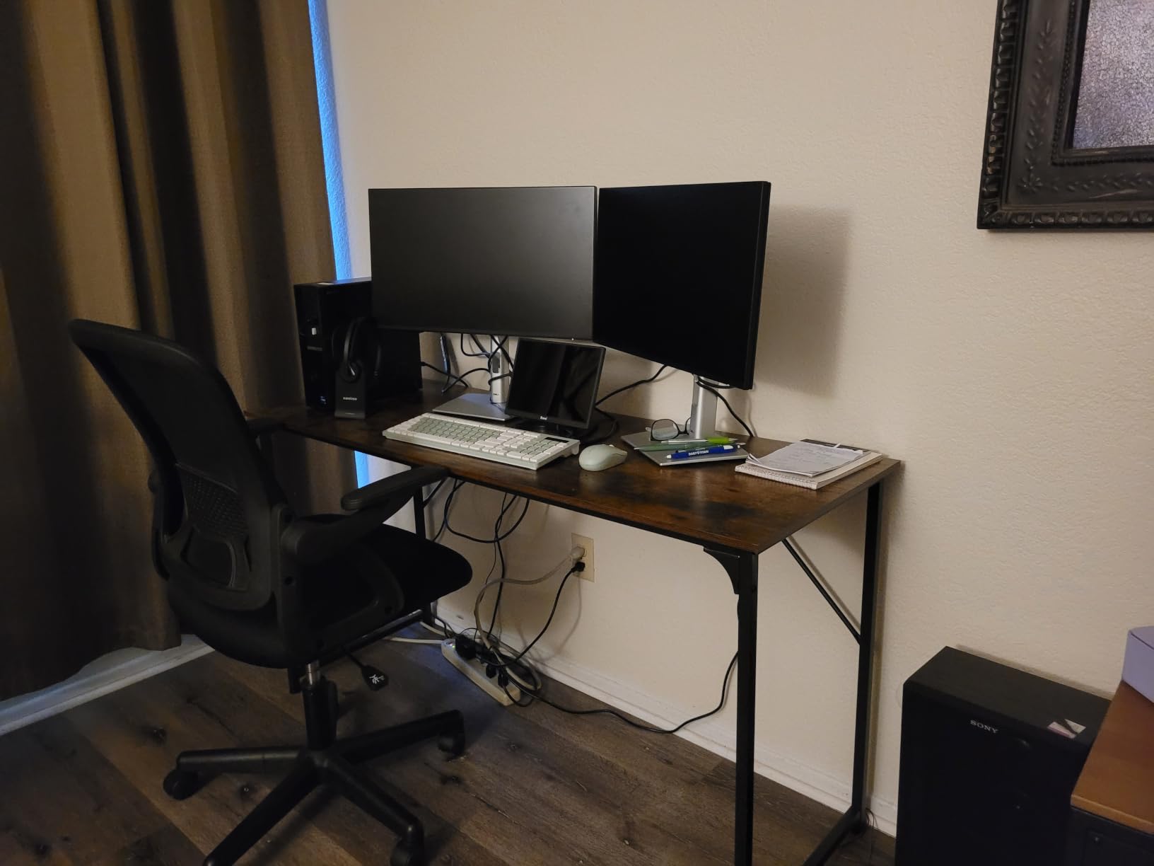 Huuger Computer Desk, 63 Inch Office Desk, Gaming Desk with Storage, Writing Desk Work Desk for Home Office, Study, Modern Simple Desk, Large Legroom, Metal Frame, Rustic Brown and Black customer photo 2