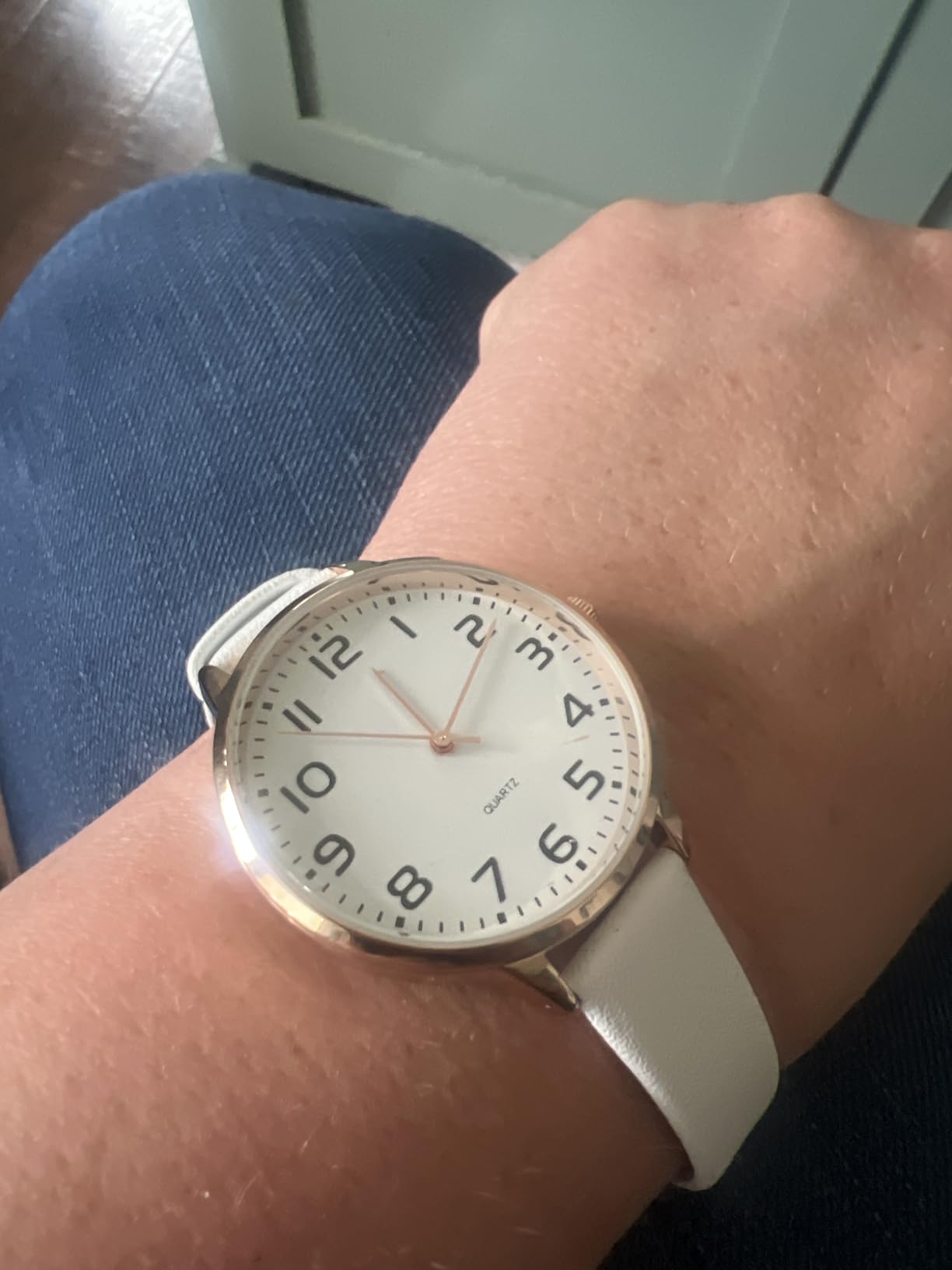 TWOPTION Women's Dainty Analog Leather Dress Watch for Small Wrists, Ladies Waterproof Watches for Women, Reloj para Mujer customer photo 2