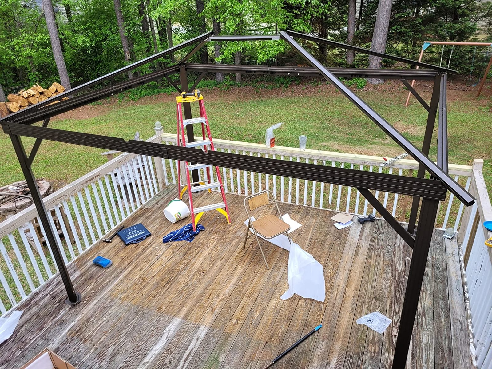 Outsunny 10' x 12' Hardtop Gazebo with Curtains and Netting Cream White customer photo 2