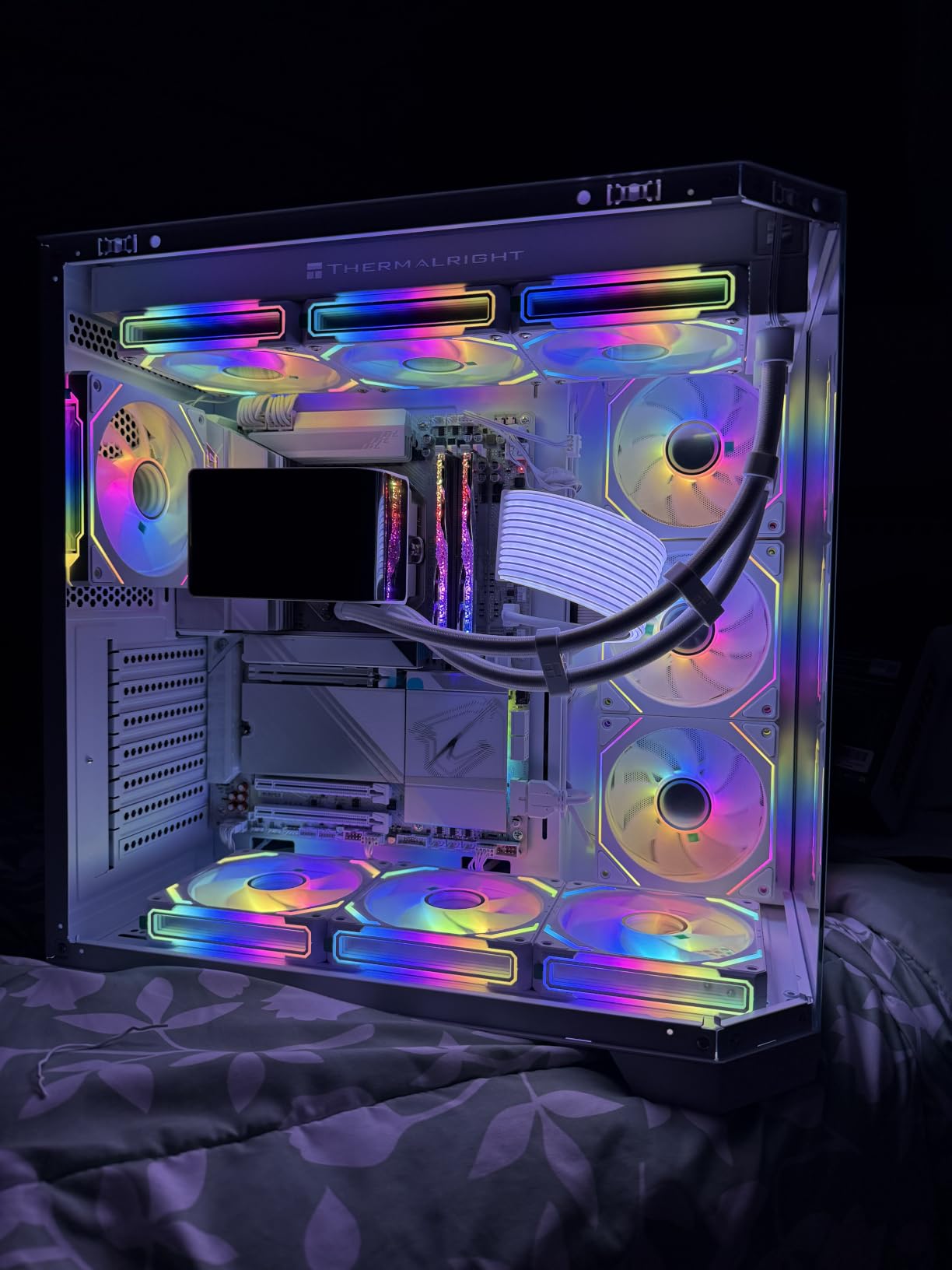 AsiaHorse COSMIQ 120mm Case Fan, Infinity Mirror FDB Reverse Fan with 5V 3-PIN Connector and Small Controller, 2000 RPM and 68.5CFM,Unit Daisy Chain PWM RGB PC Fans for Cases CPU Liquid Coolers, 3Pack customer photo 2
