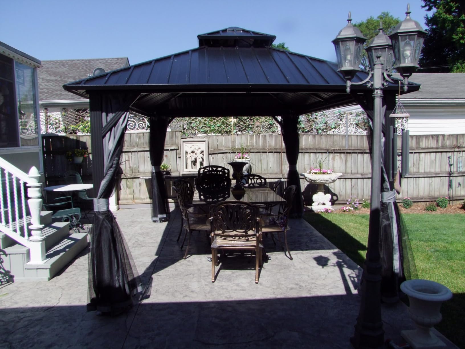 Aoxun 10Ft X 12Ft Hardtop Gazebo, Aluminum Metal Outdoor Gazebos Pergolas customer photo 1