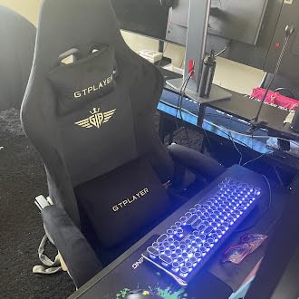 GTPLAYER Big and Tall Gaming Chair Fabric with Pocket Spring Cushion, High Back Ergonomic Computer Chair with Footrest for Adults Lumbar Support Swivel Game Chair for Office Gaming 350LBS, Black customer photo 1