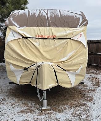 Umbrauto Travel Trailer RV Cover 24' ~ 27' – Upgraded 9-Layers Top Camper Cover, Waterproof & Windproof Heavy Duty Toy Hauler RV Cover for Winter Snow with Tongue Jack Cover, Gutter Covers customer photo 2