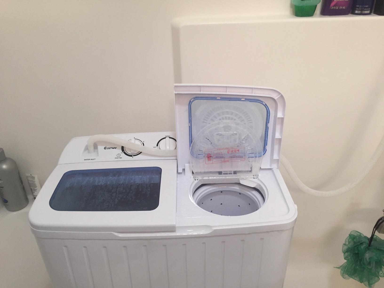 Giantex Portable Washing Machine, 20lbs Washer and Spinner Combo, Twin Tub 12lbs Wash & 8lbs Spin, Mini Compact Laundry Clothes Lavadora Portatil for Apartment Dorm RVs (White & Grey) customer photo 2