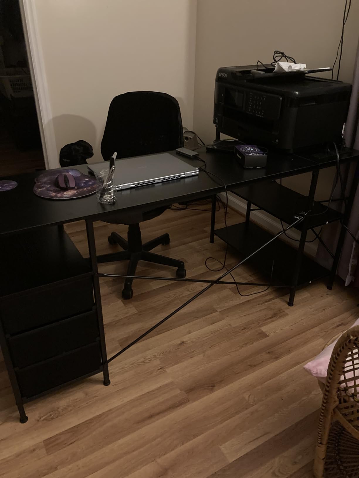 Huuger L Shaped Office Desk with Power Outlets & 3 Drawers customer photo 2