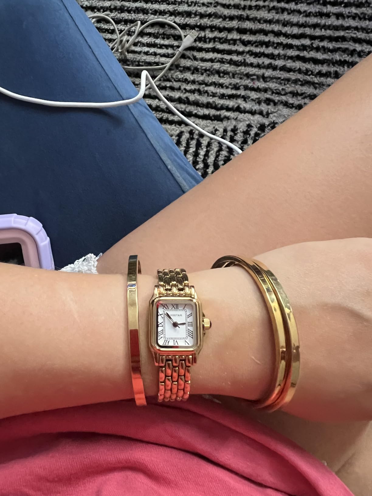CHEETAH Gold Watches for Women with Small Vintage Bracelet, Rectangular Case Roman Dial customer photo 2