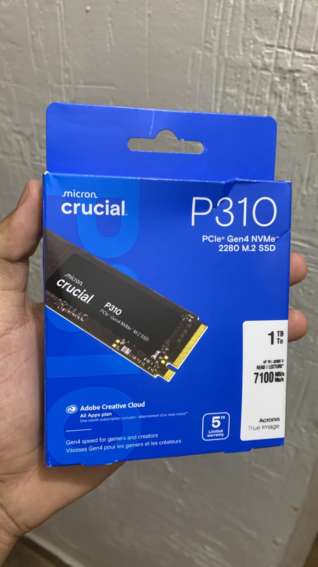 Crucial P310 2TB SSD, PCIe Gen4 NVMe M.2 2280, Up to 7,100MB/s, for Laptop, Desktop (PC), & Handheld Gaming Consoles, Includes Acronis Data Recovery Software, Solid State Drive - CT2000P310SSD801 customer photo 1