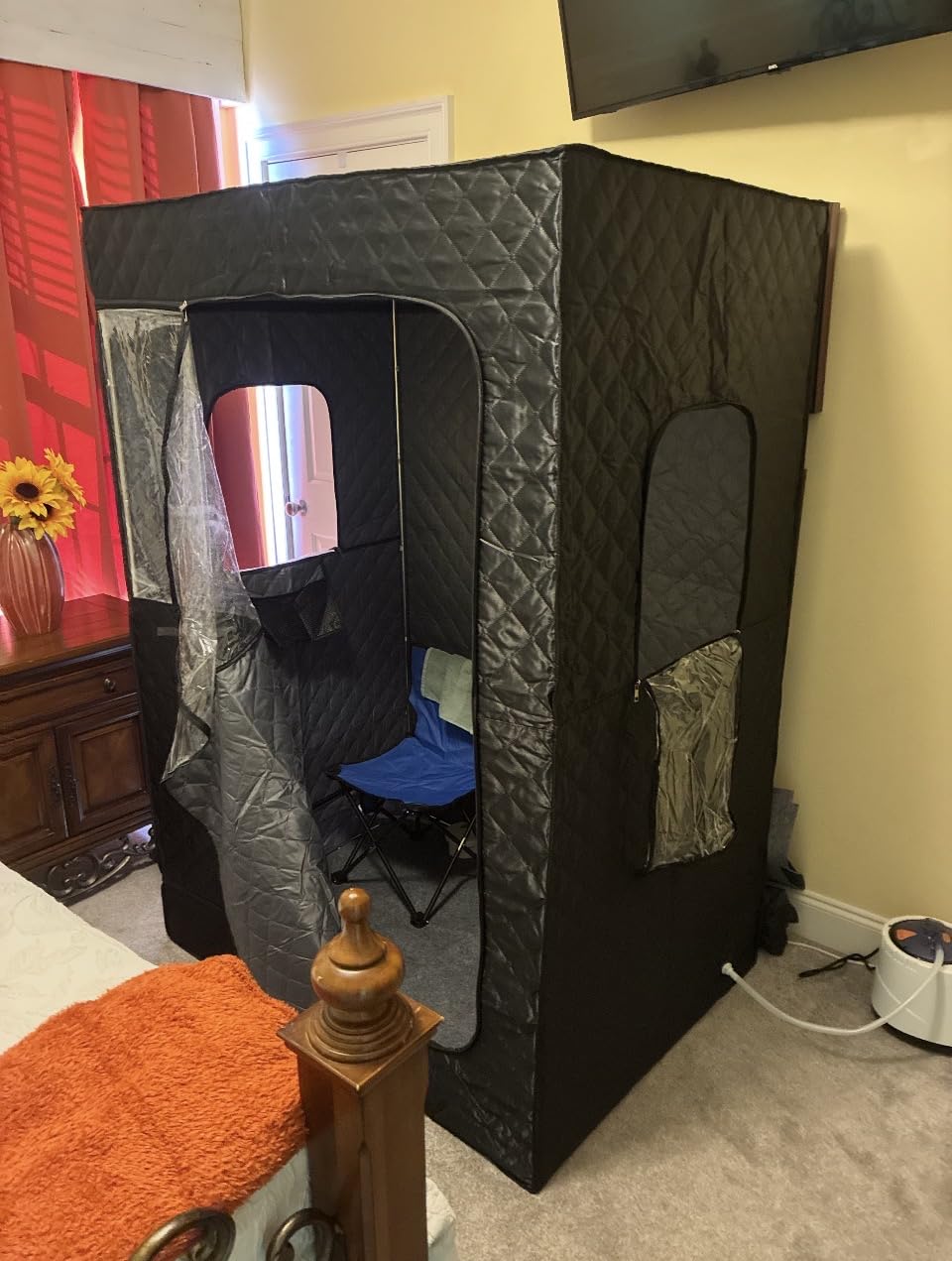 Manastin 2 Person Portable Steam Sauna for Home, 1 or 2 Person Full Body Home Spa with 2 Foldable Chairs,9 Levels of Sauna Tent with Remote Control, (Black, Large) customer photo 2