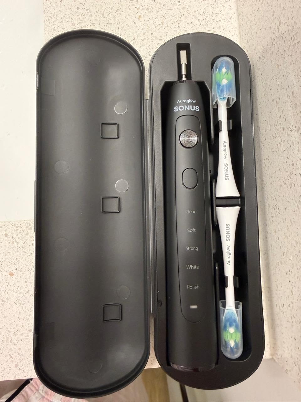 AURAGLOW Electric Toothbrush for Adults, Strong Sonic Toothbrush, 40,000 VPM, Rechargeable, 5 Modes, Removes 10x More Plaque, IPX7, 30-Day Battery, 2 Brush Heads & Travel Case customer photo 1