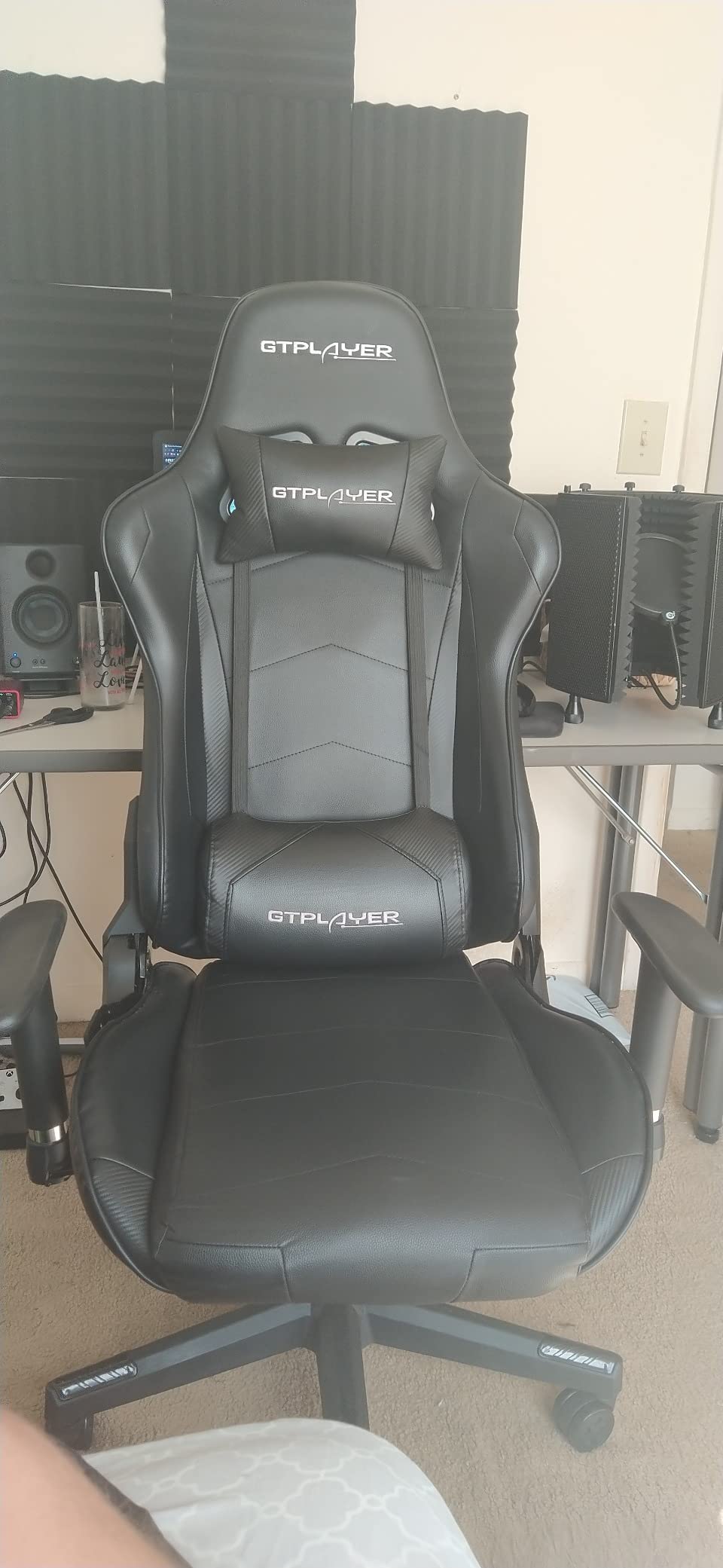 GTRACING Gaming Chair Racing Office Computer Ergonomic Video Game Chair Backrest and Seat Height Adjustable Swivel Recliner with Headrest and Lumbar Pillow Esports Chair (NavyBlue) customer photo 1