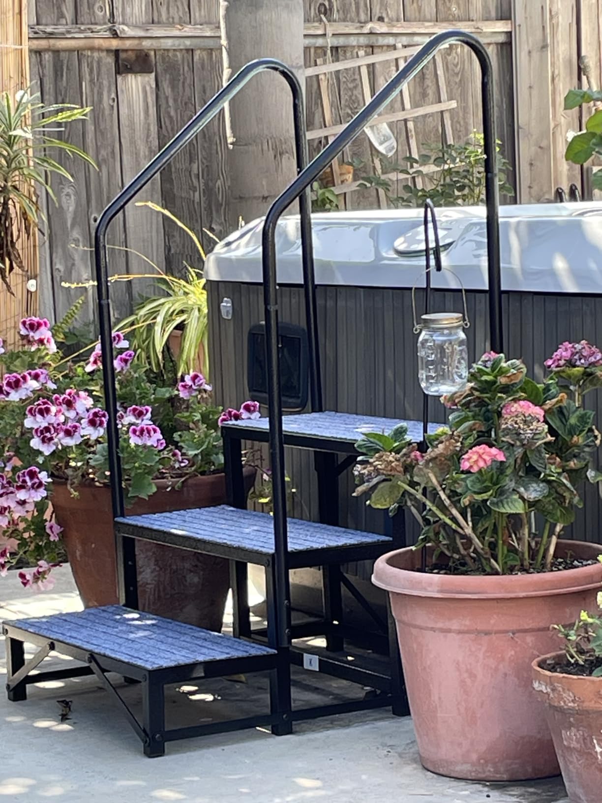 RV Steps with Handrail, 3 Step Hot Tub Steps with Non-Slip Mats customer photo 1
