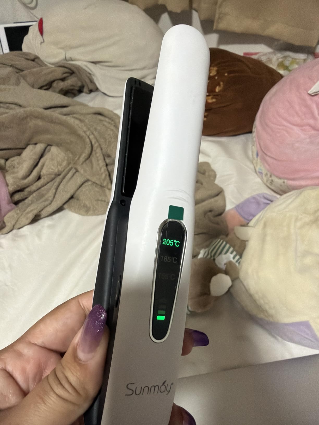 SUNMAY Cordless Hair Straightener, 0.85 Inch Titanium Portable Hair Straightener for Travel, Cordless Mini Flat Iron Hair Straighteners and Curlers 2 in 1, Dual Voltage, On-The-Go & 20S Fast Heat Up customer photo 2