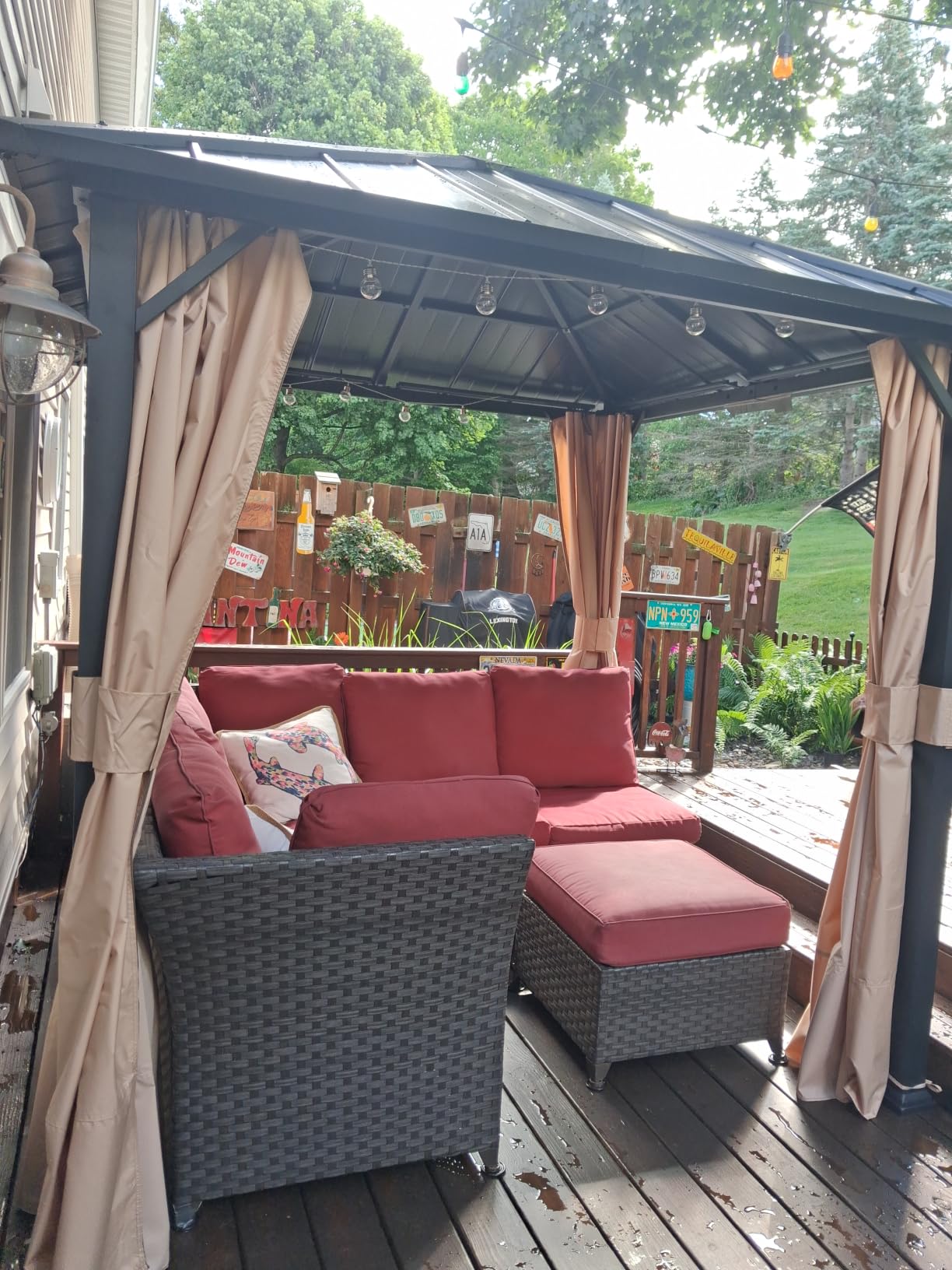 Modern Shade Hardtop Gazebo 10x12 with 4 LED Lights for Backyard, Black customer photo 2