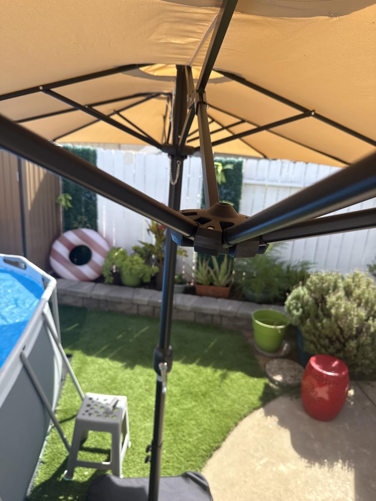 Yaheetech 13FT Double-Sided Patio Umbrella w/Base Crank 12 Ribs Vented, Red customer photo 1