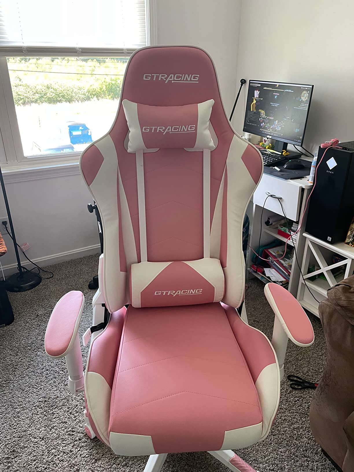 GTRACING Gaming Chair Racing Office Computer Ergonomic Video Game Chair Backrest and Seat Height Adjustable Swivel Recliner with Headrest and Lumbar Pillow Esports Chair (Dark Black) customer photo 2