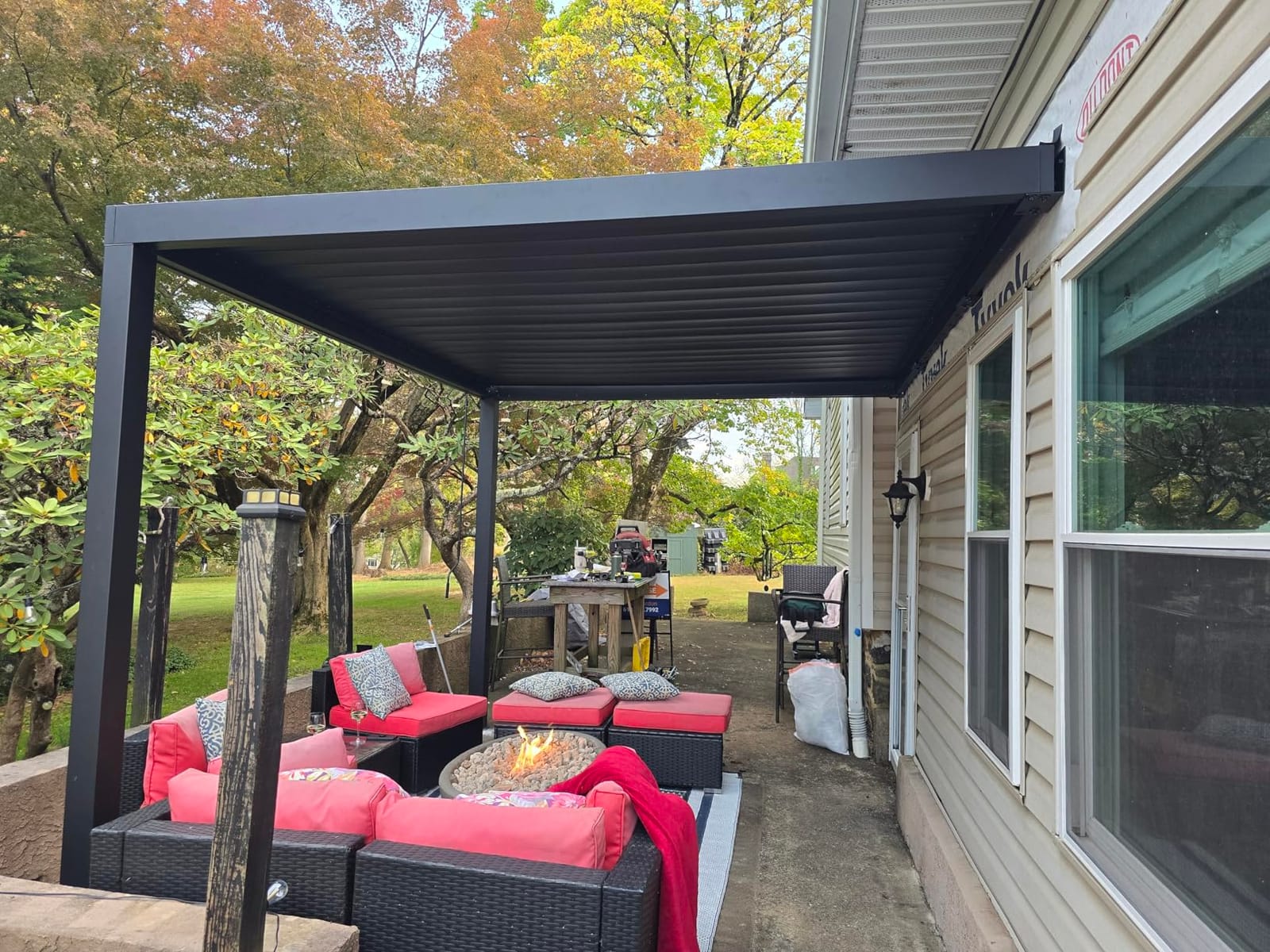Backyard Discovery Evanston 16'x10' Galvanized Steel Wall-Mounted Louvered Pergola Kit with Adjustable Roof, Shade, Rain Protection, High-Wind Rating, PowerPort, Gutter System for Outdoor Patio, Deck customer photo 2