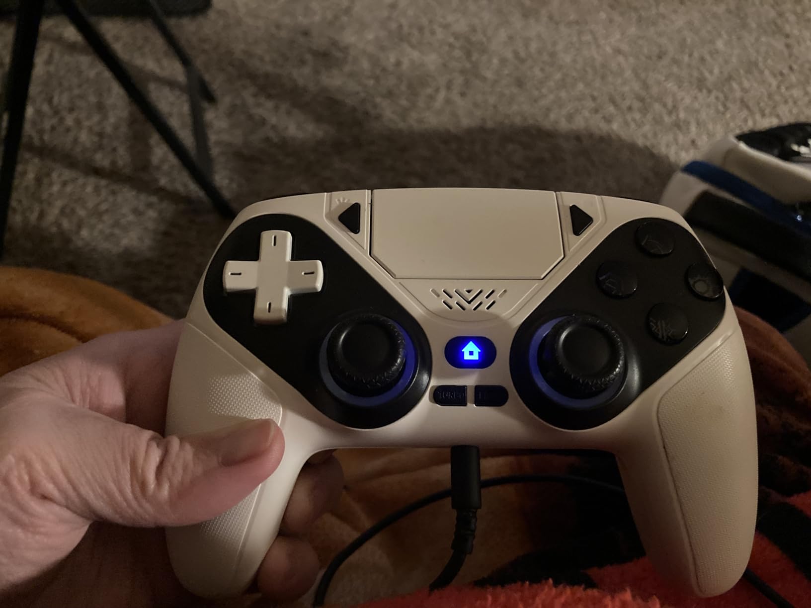 Gamrombo LED Wireless Controller for PS5, Compatible with PS5 Pro/Slim/PC, Dual Vibration, Macro/Turbo Function, 3.5mm Audio Jack, 6-Axis Motion Control Gamepad with Speaker(White) customer photo 2