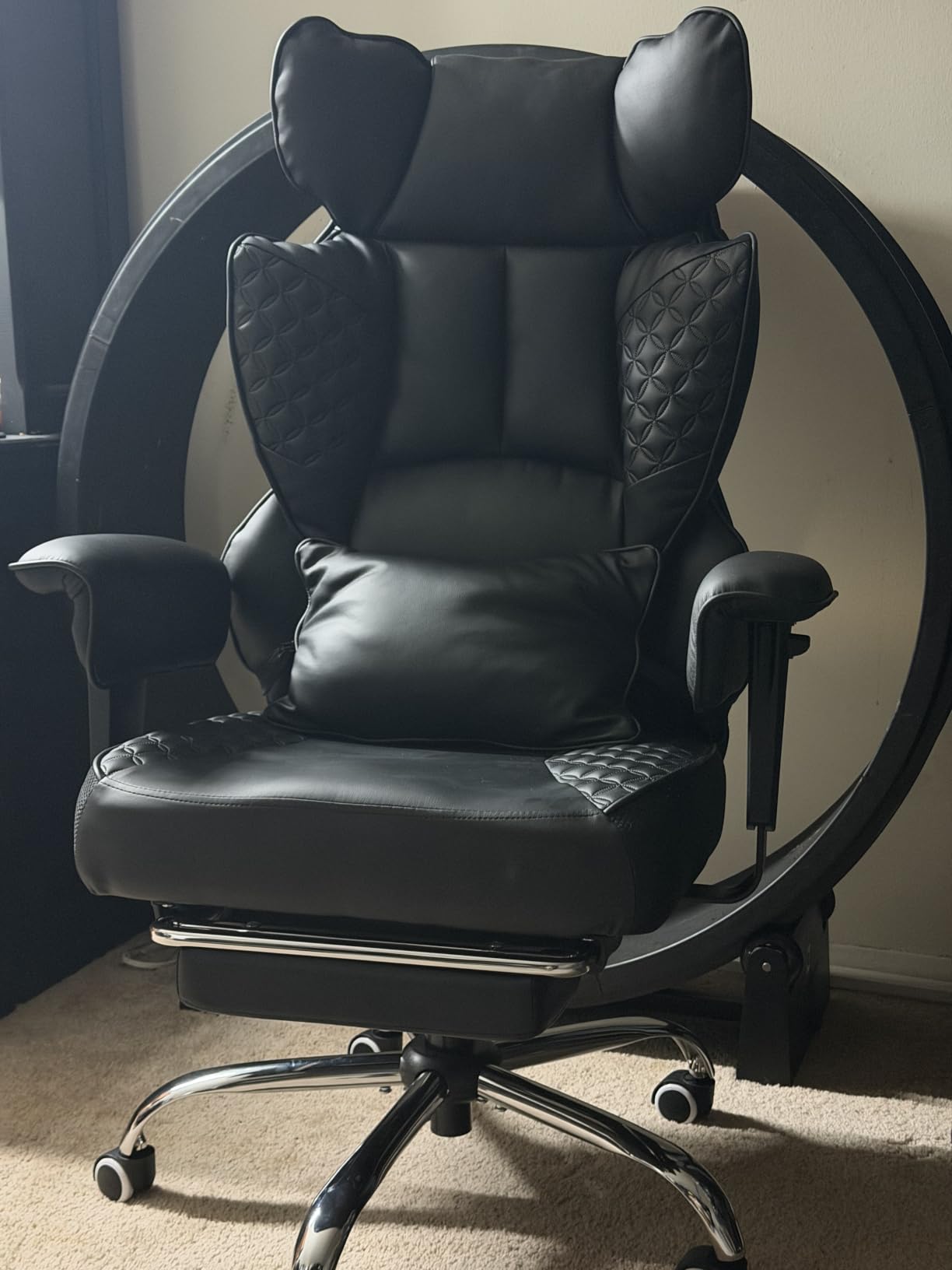GTPLAYER Big and Tall Gaming Chair 400lbs Heavy Duty Office Chair with Foot Rest & Ergonomic Pocket Spring Lumbar Support, High Back 3D Saddle Shaped Cushion for Back Pain Relief, Matte-Black customer photo 1