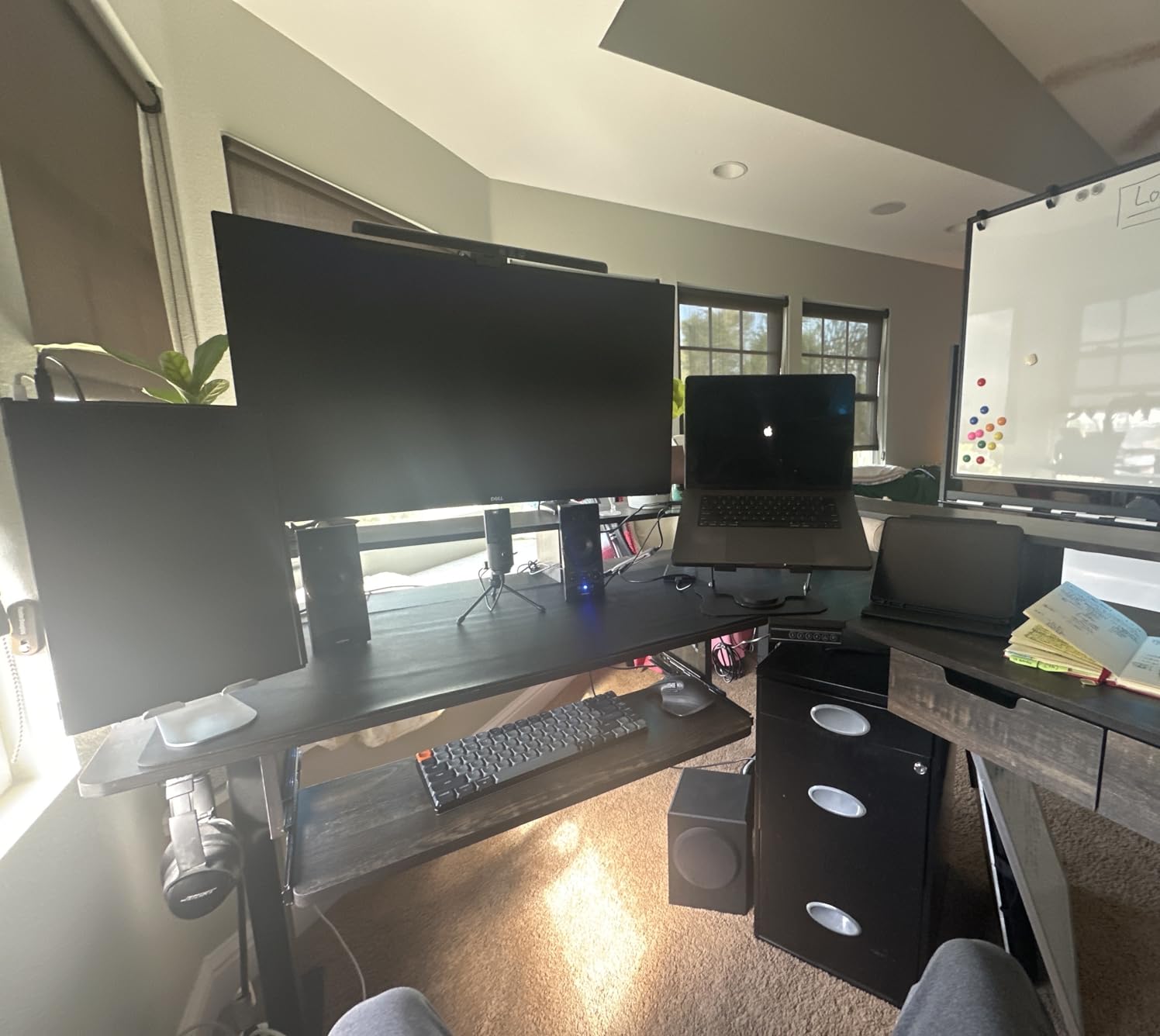 RedLemon 75x60 Inches L Shaped Electric Standing Desk, Dark Rustic Oak customer photo 2
