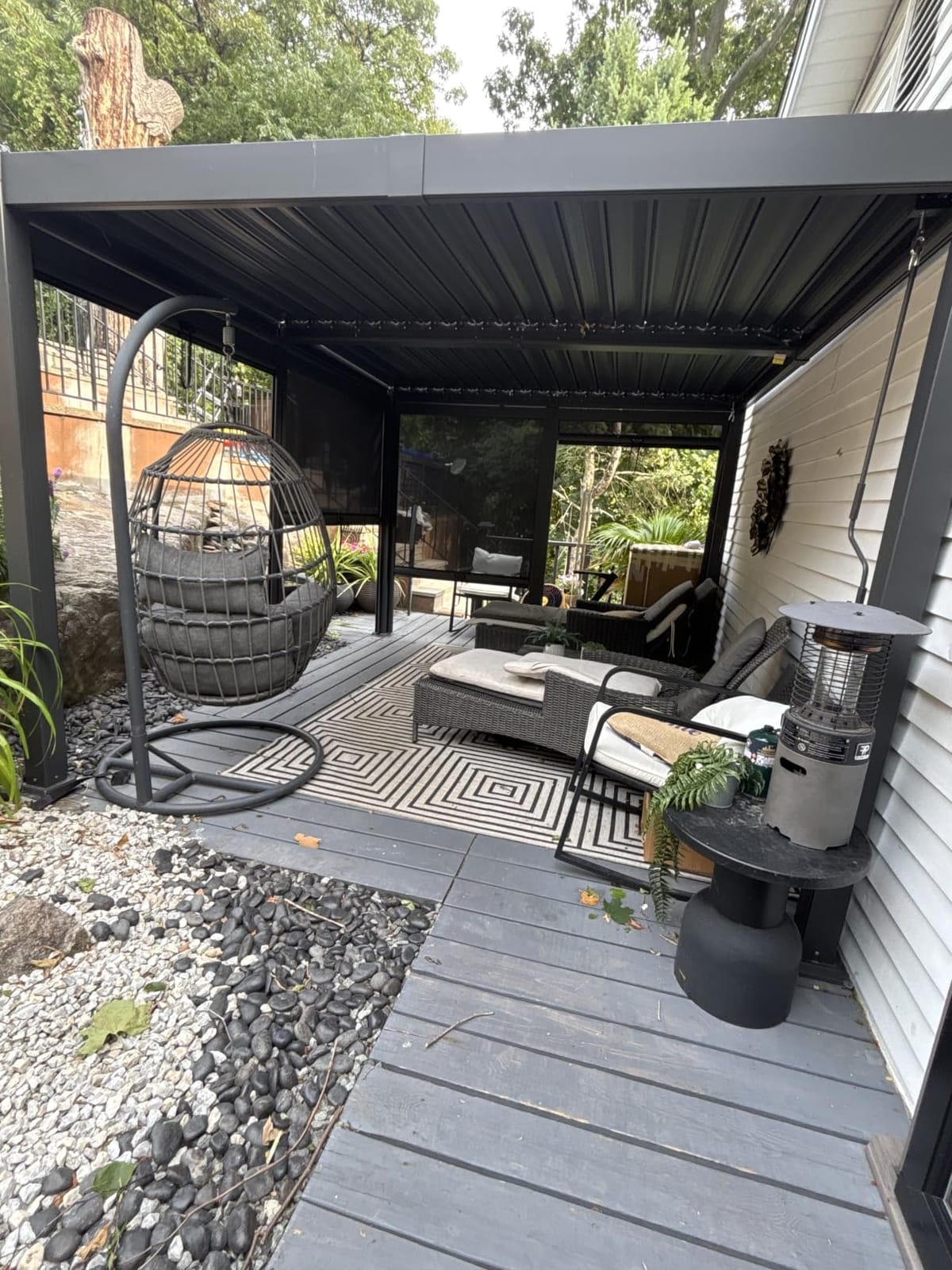 Airwire 10x12 FT Louvered Pergola with Curtains & Netting Gray customer photo 2