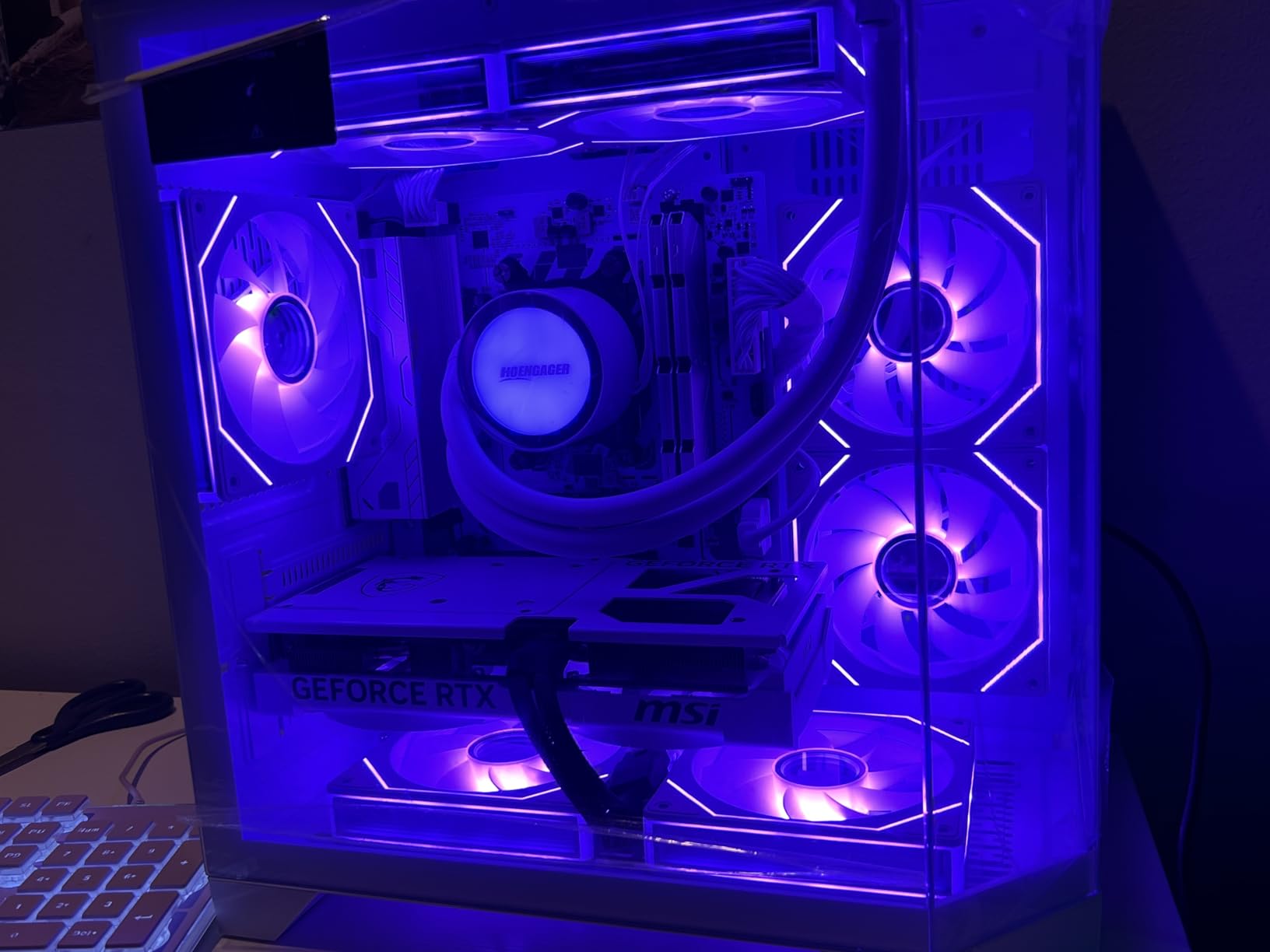 Ocean of Stars AI Gaming PC Desktop - AMD Ryzen 7 9700X 8-Core 3.8GHz- GeForce RTX 5070 12GB - 32GB DDR5 RAM- 1TB PCIe SSD - 850W PSU- Win 11- RGB Lights with Software Control- White customer photo 1