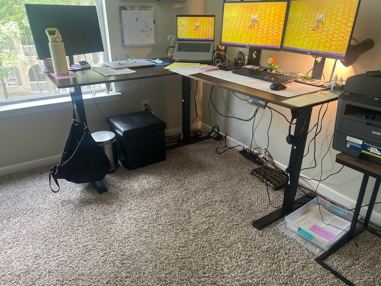SIAGO L-Shaped Standing Desk - 63 x 55 Inch Adjustable Corner Standing Desk with Charging Station - L Shape Sit Stand Table with Memory Controller, Splice Board for Home Office customer photo 2