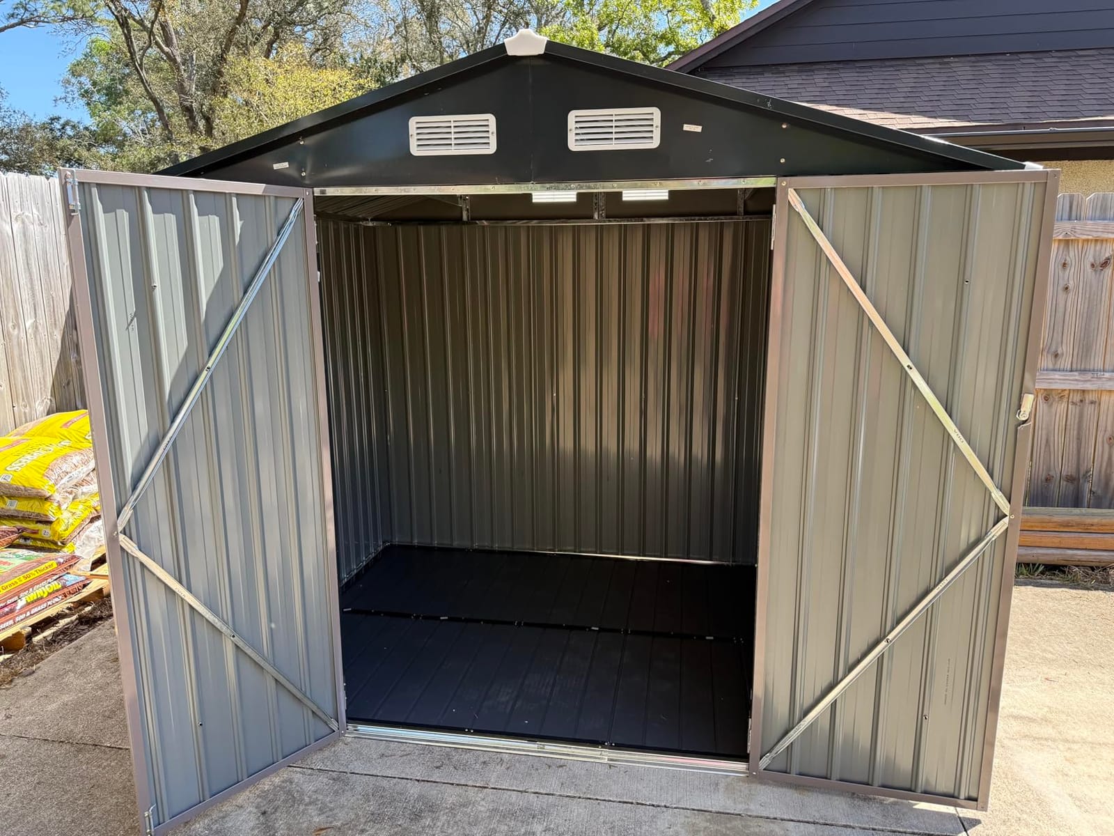 Aoxun 8'x6' Shed with Floor Galvanized Steel Outdoor Storage Shed Brown customer photo 1