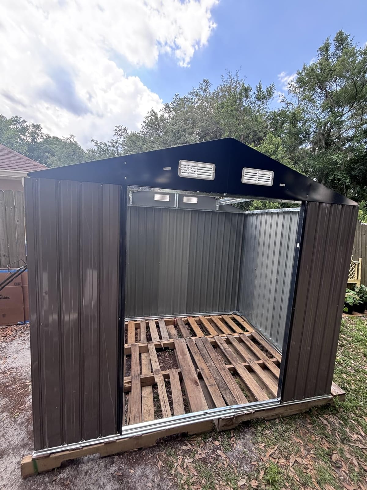 Aoxun 8'x6' Shed with Floor Galvanized Steel Outdoor Storage Shed Brown customer photo 2