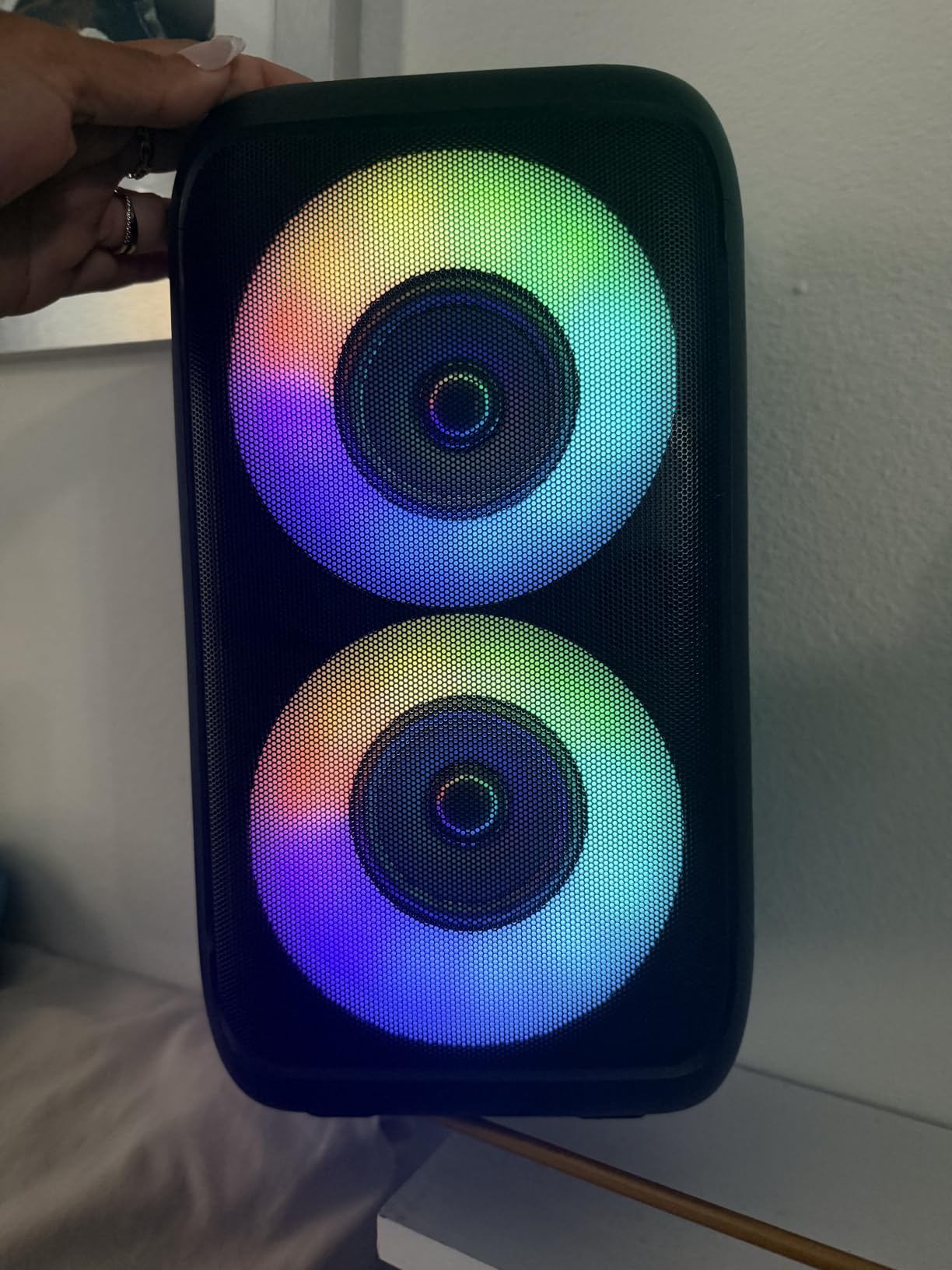 Bluetooth Speaker with 2 Wireless Microphones - Big Party Speaker for Adults Kids Karaoke with Lights - Portable Rechargeable Home Theater Systems Support TWS/AUX/USB/TF Card for Home Party Gift customer photo 1