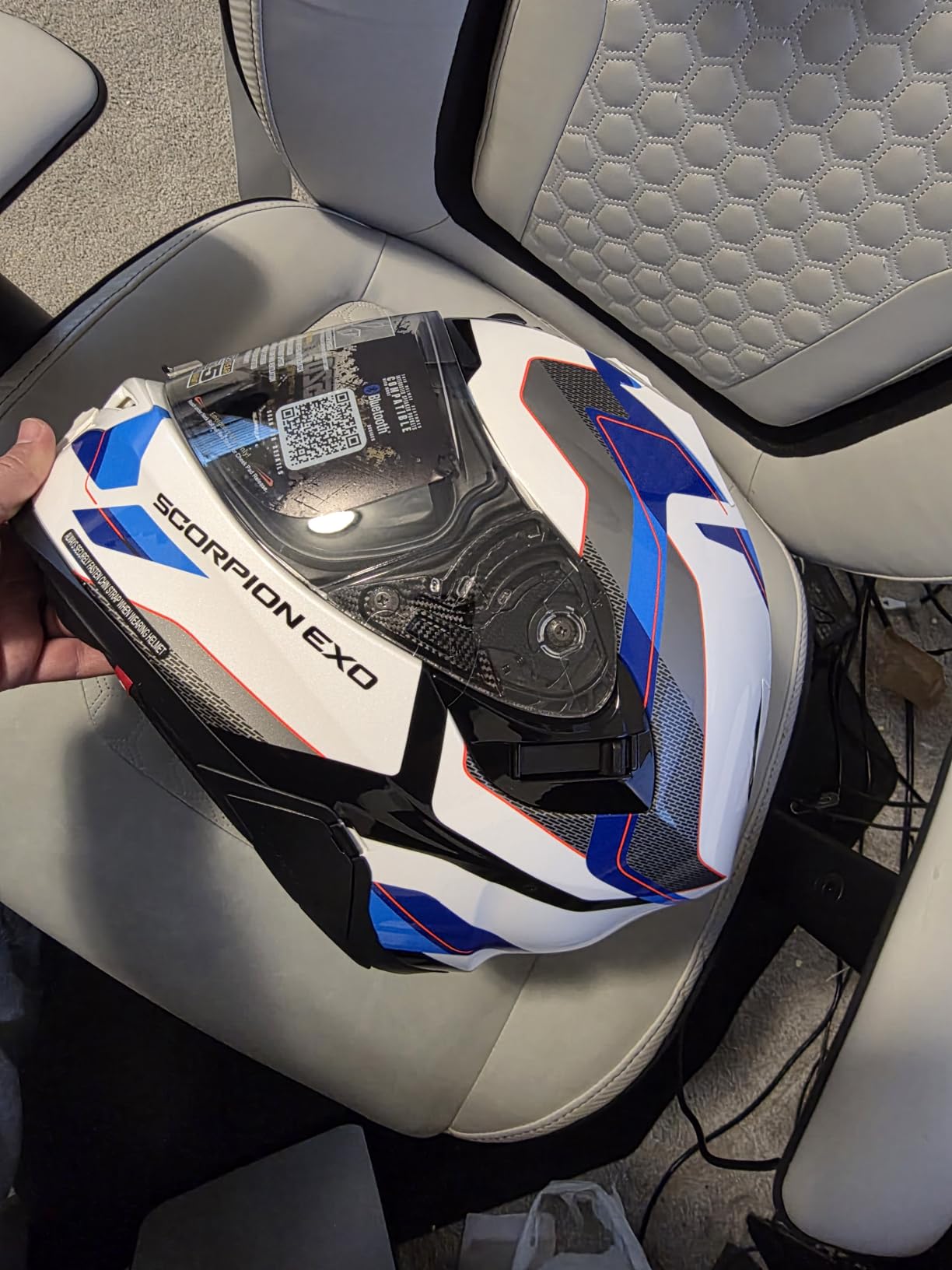 ScorpionEXO T520 Full Face Touring Motorcycle Helmet with Bluetooth Ready Speaker Pockets DOT ECE Approved Nama-Shimi (Black/Chameleon - Medium) customer photo 1