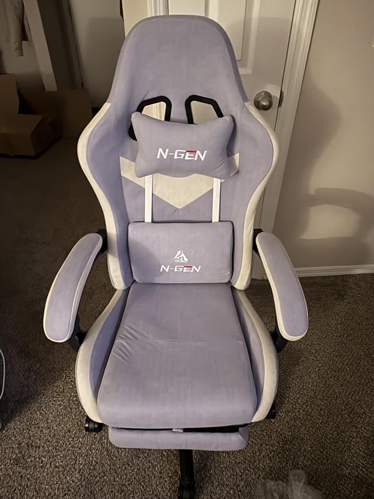N-GEN GAMING Gaming Chair, Lumbar Support with Breathable Fabric, Black customer photo 2