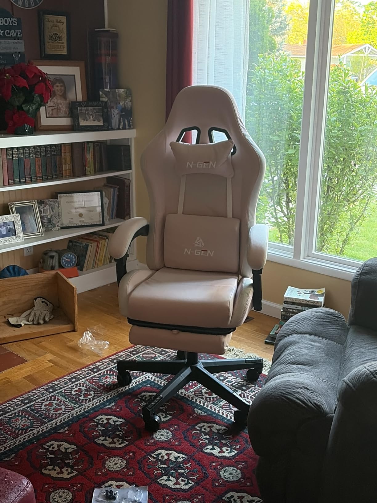 N-GEN GAMING Gaming Chair, Lumbar Support with Breathable Fabric, Grey customer photo 1