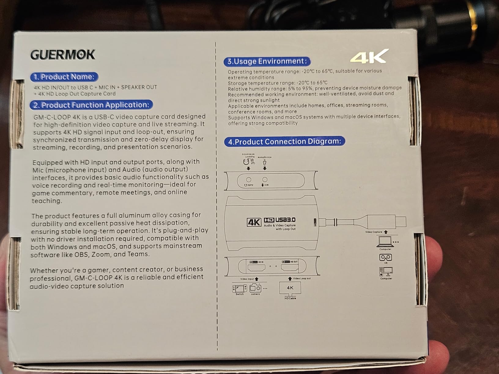 Guermok 4K@60FPS Capture Card for Streaming, 2K@120FPS USB3.0 HDMI Capture customer photo 1