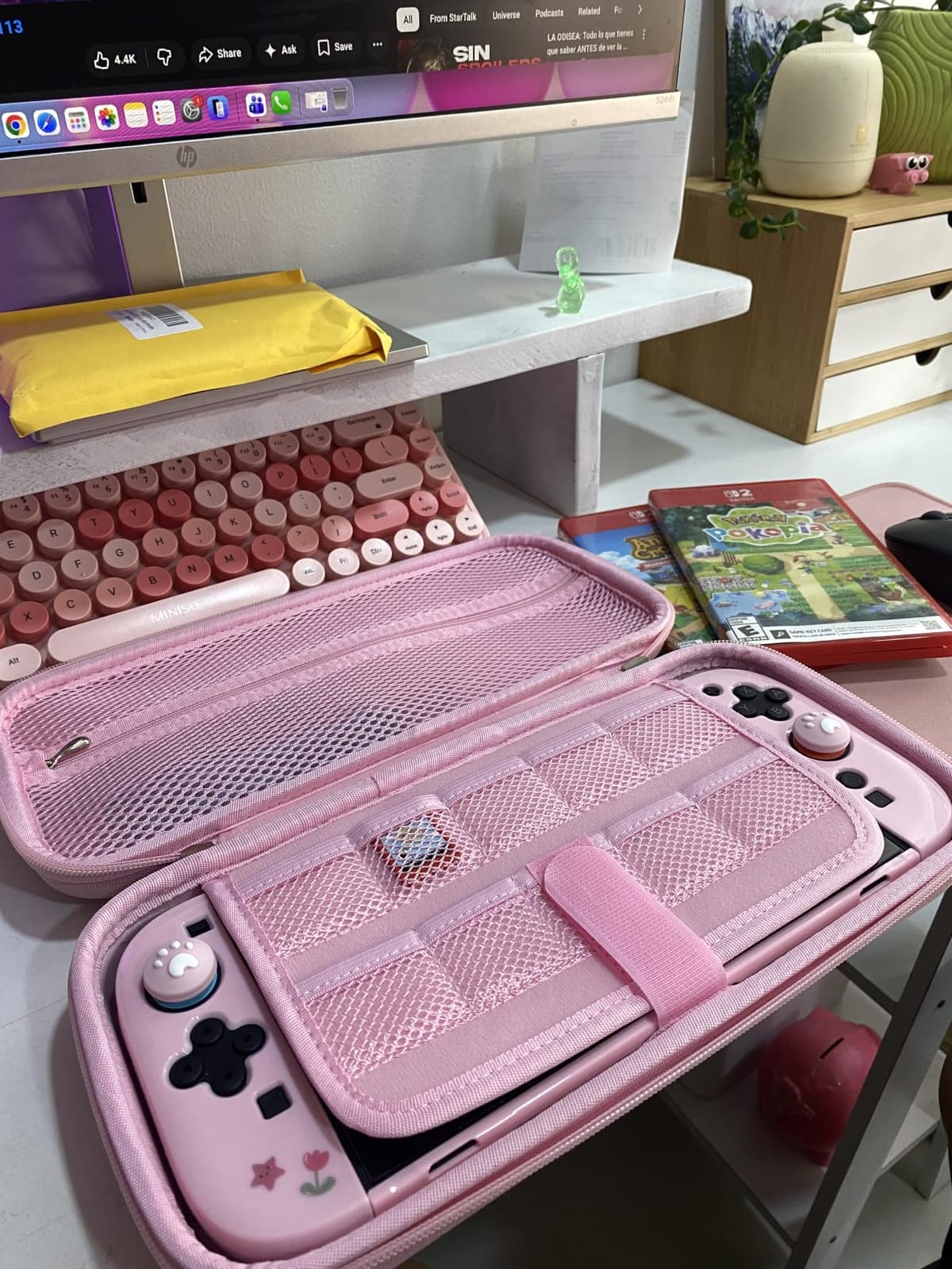 innoAura Switch 2 Case 14-in-1 Bundle for NS Switch 2 (2025), with Carrying Case, Protective Cover, Thumb Grips, Screen Protector, Cute Pendant and Sticker, Purple customer photo 1
