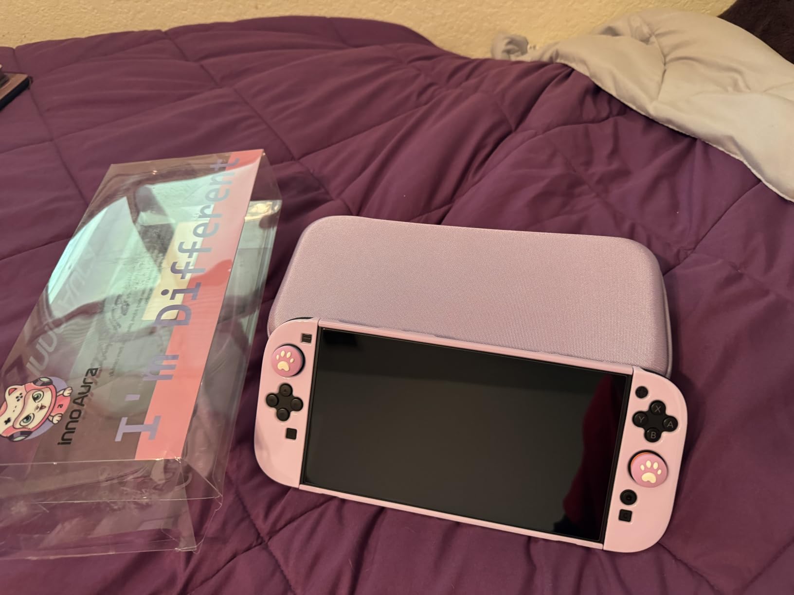 innoAura Switch 2 Case 14-in-1 Bundle for NS Switch 2 (2025), with Carrying Case, Protective Cover, Thumb Grips, Screen Protector, Cute Pendant and Sticker, Purple customer photo 2