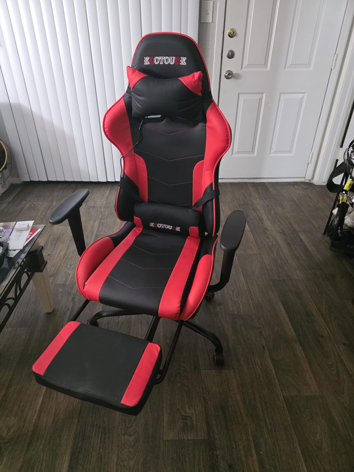 ECOTOUGE Racing Style RGB LED Lights Gaming Chair with Footrest customer photo 1