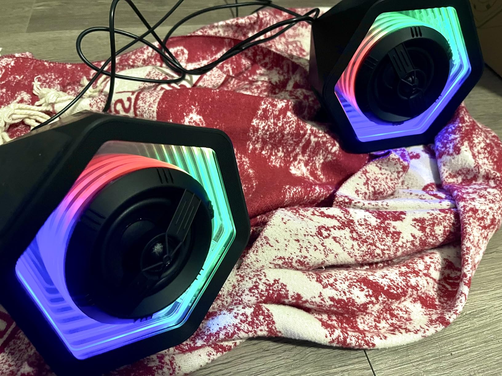 Computer Gaming Speakers, 50W Active Desktop Speakers with Infinity Mirror 3D Tunnel RGB (8 Modes), Bluetooth 5.3, AUX in, Headphone Out & Type-C Input, 3 EQ Modes, AC Powered for PC/Laptop/TV customer photo 2