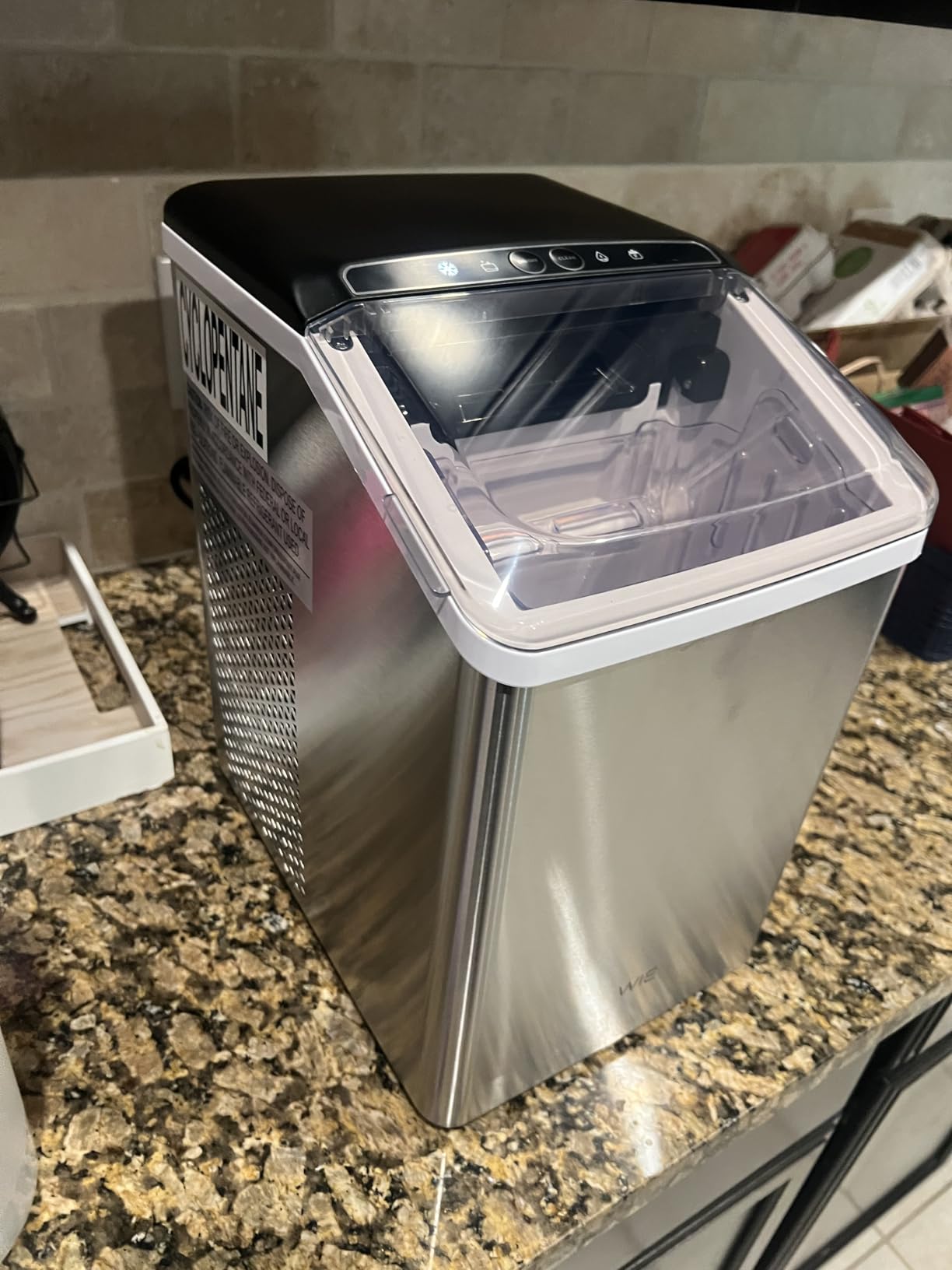 Ice Maker Nugget Countertop 40LBS Pebble Ice Machine,Quick Ice Making,Soft Crunchy Sonic Portable Small Frozen Ice Makers, Quiet Anti-Scale Self Cleaning Tabletop/Office/Home/Party/Camping,Metal Black customer photo 2