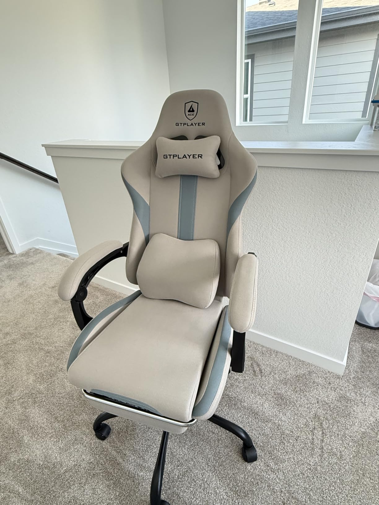 GTPLAYER Gaming Chair with Foot Rest & Pocket Spring Cushion, Ergonomic High Back Computer Desk Chair with Headrest & Lumbar Support for Back Pain Relief, Breathable Fabric, Black customer photo 2