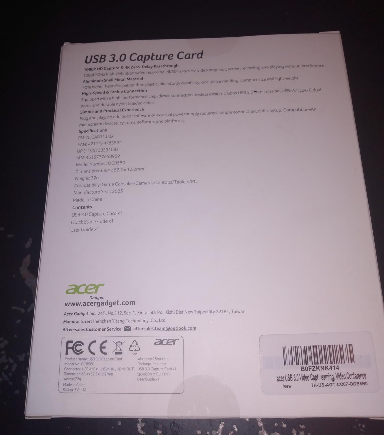 acer USB 3.0 HDMI Capture Card, 4K HDMI Loop-Out, 1080P 60Hz for Streaming customer photo 2