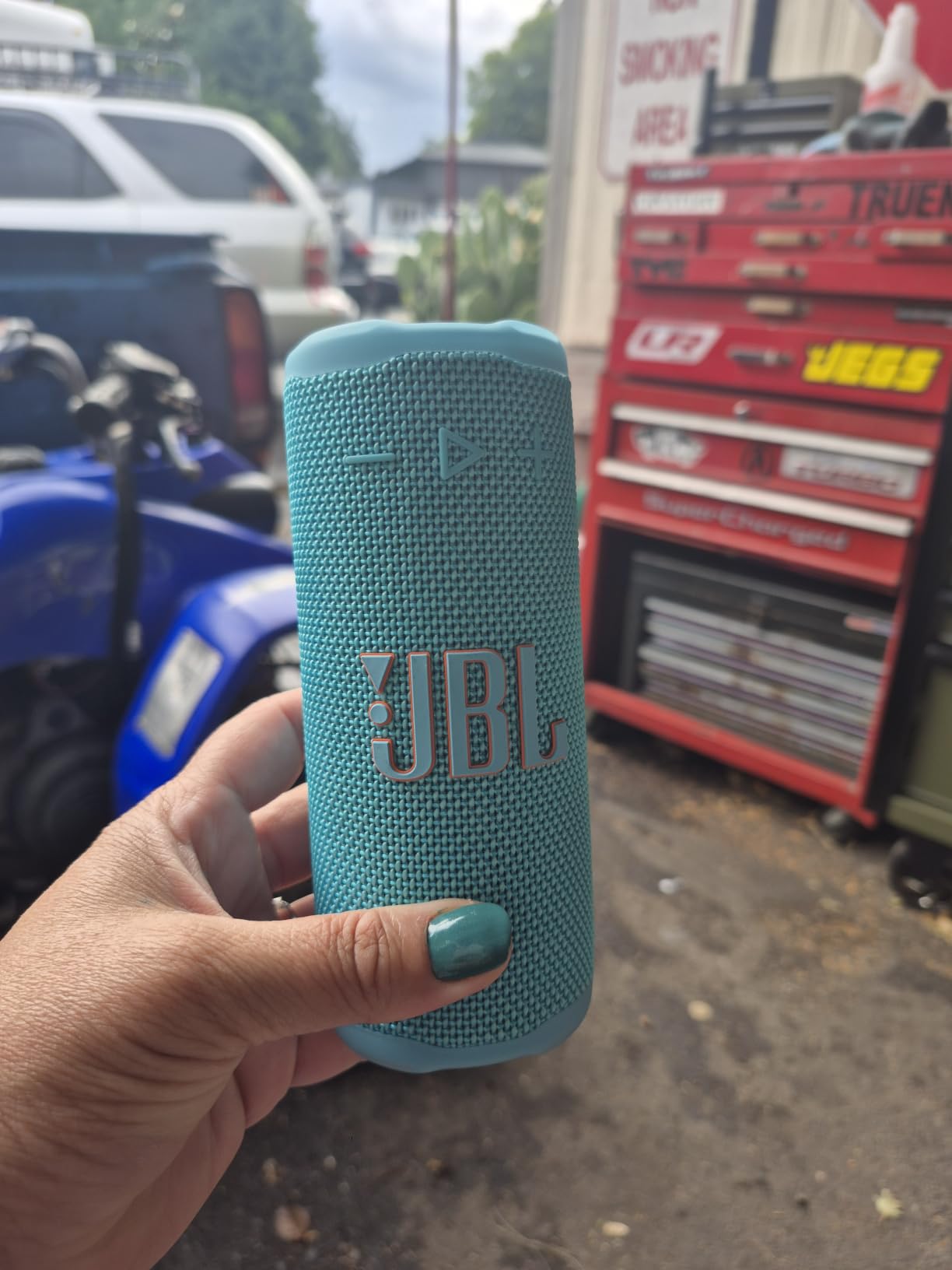 JBL Grip Portable Bluetooth Speaker, Waterproof, Ambient Light - Teal customer photo 1