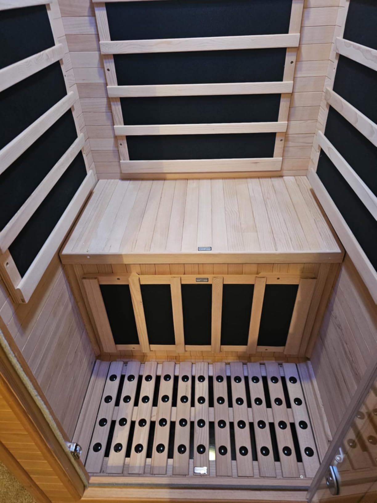 1-Person Low EMF Far Infrared Sauna for Home Use, 900W Canadian Hemlock Wood Sauna with Bluetooth Music & Led Read Light, Easy Assembly for Bedroom, Gym, or Basement(57.9 * 27 * 32IN) customer photo 1