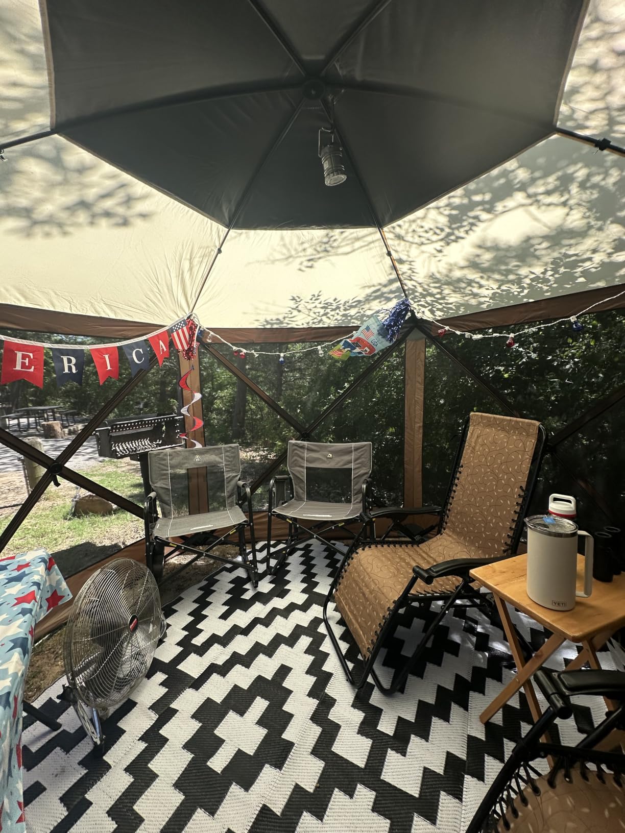 Aoxun 12x12ft Pop Up Canopy Tent, Camping Gazebo Screen Tent, Brown customer photo 1