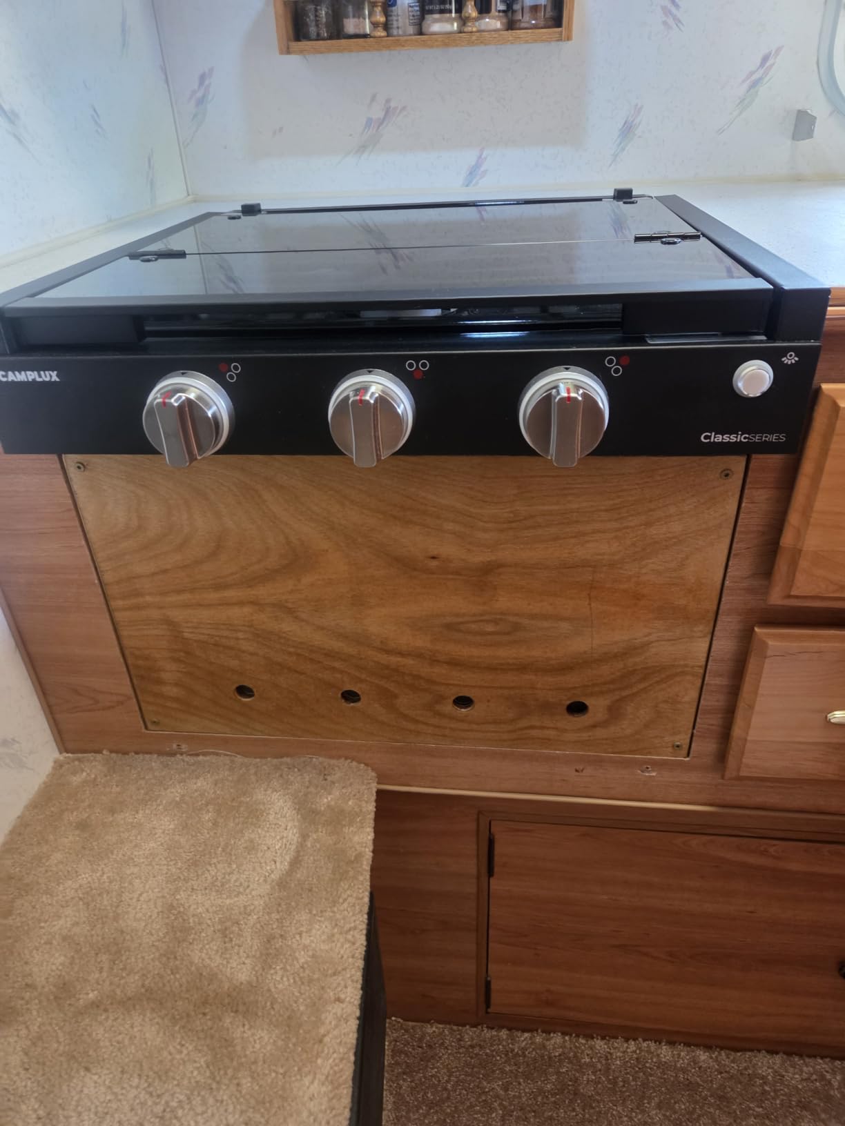 CAMPLUX Elite RV Stove 3 Burners, 21,000 BTU Propane Cooktop with Tempered Glass Cover & Flame Failure Protection, 21-Inch Slide-In Gas Rangetop for RVs, Campers, Motorhomes, and Boats, Black customer photo 1