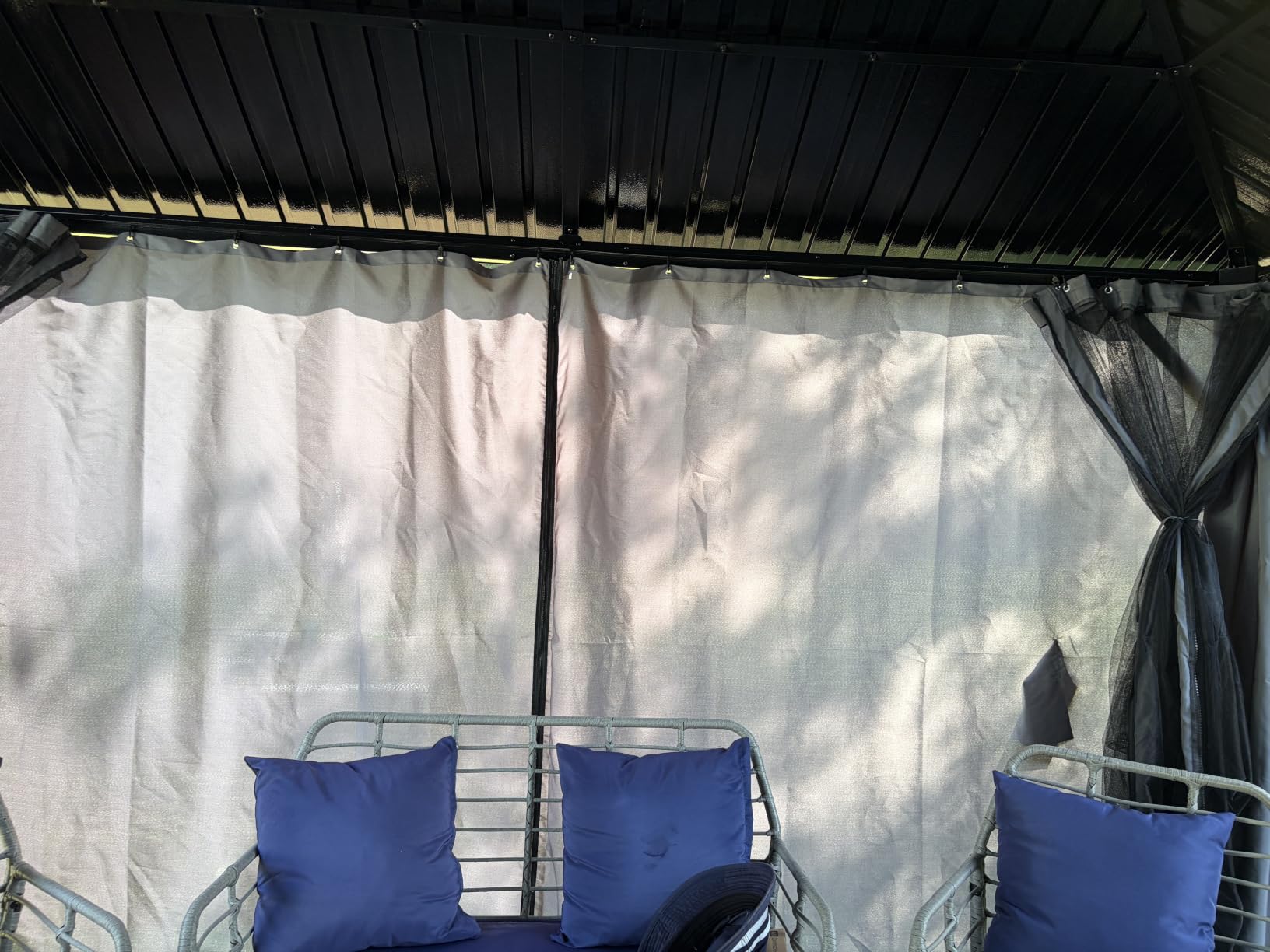 AirWire 8'x8' Hardtop Aluminum Gazebo with Curtains & Netting Dark Gray customer photo 1