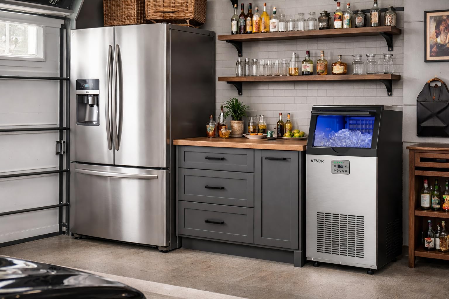 VEVOR Commercial Ice Maker Machine, 100 lbs/24h with 16-30 lbs Storage Capacity, Built-in/Freestanding/Under Counter, Stainless Steel Ice Maker with LED Display & Self-Cleaning, Home Bar Restaurant customer photo 2