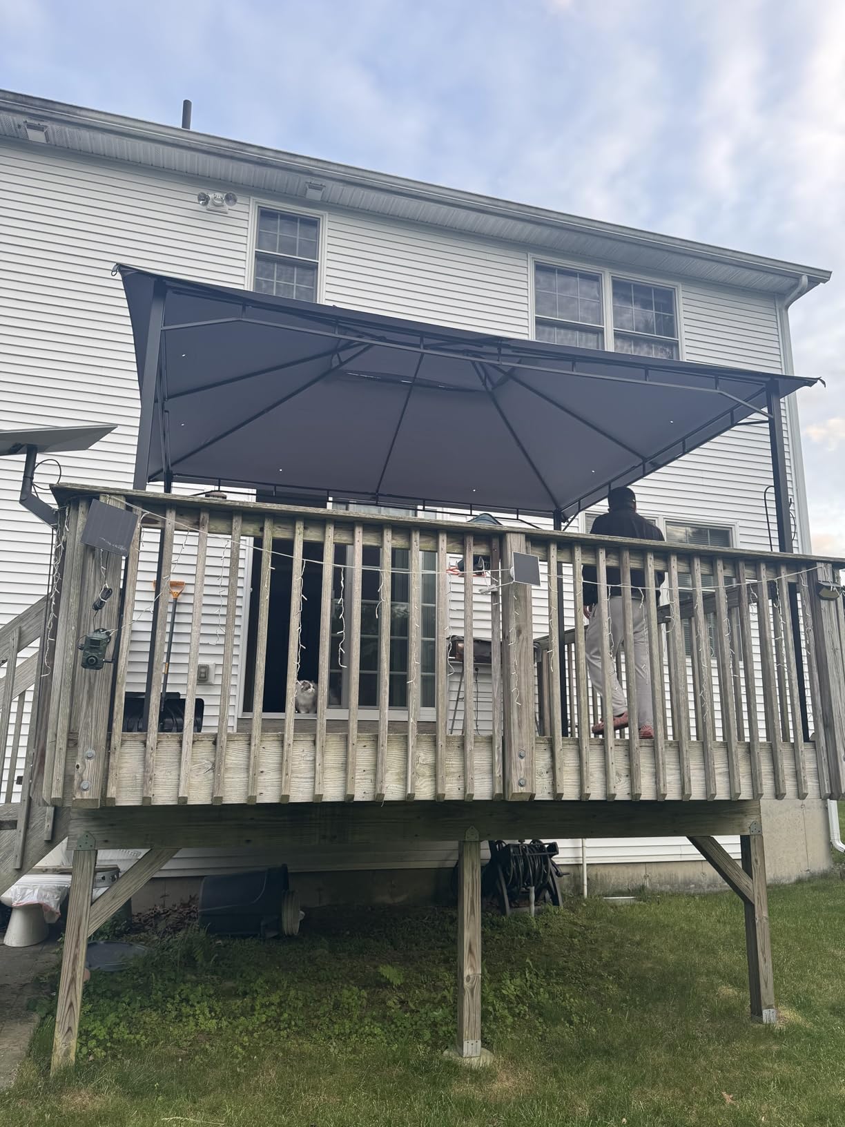 Aoxun 12x10 Outdoor Gazebo with Mosquito Netting & Double Roof, Gray customer photo 2