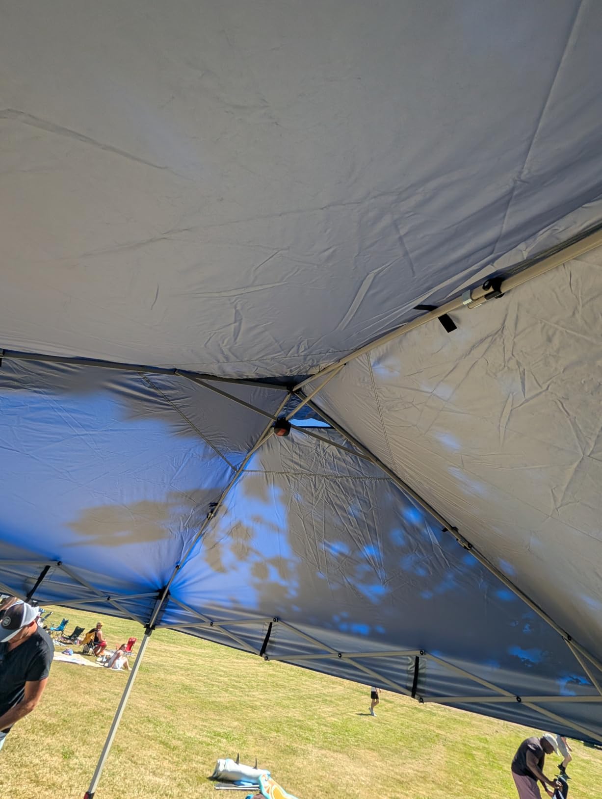 WEIZE 10x10 Pop Up Canopy Tent, 1-Button Push Setup Canopy Tent with 1 Sidewall, Adjustable Height Instant Portable Shelter,Portable Roller Bag, Easy Outdoor Sun Shade for Events,4 Weight Bags,Blue customer photo 1